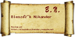 Bleszák Nikander névjegykártya